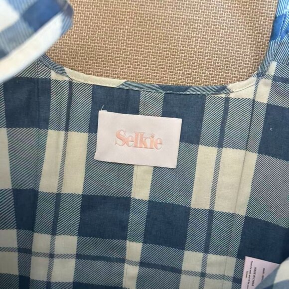 Selkie The Tea Towel  Duchess Corset Top Small Lace Up Blue White Check - Picture 7 of 9